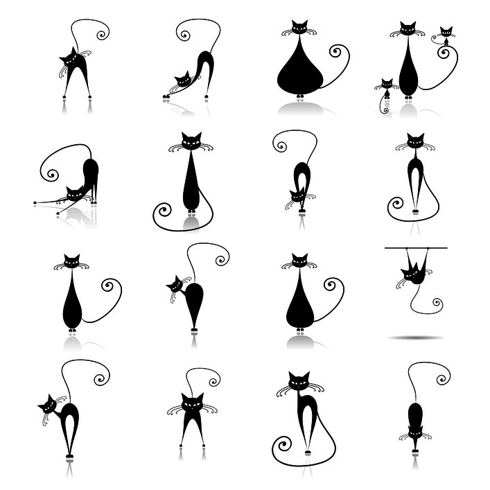 Black cat silhouette collections