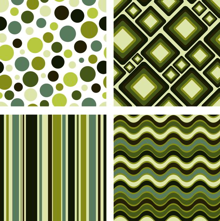 vector set of four different retro seamless pattern