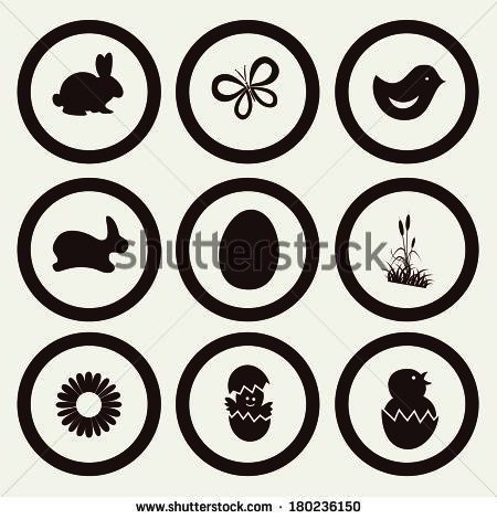 Easter Icon Symbol collection vector, grouped for easy editing. Illustration.