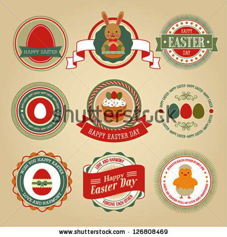 Easter set - labels and emblems. Vector illustration