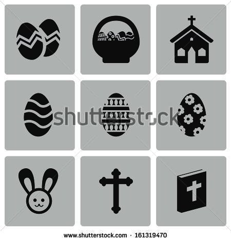 Vector black easter icons set