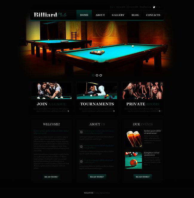 Stylish Billiard Club WordPress Theme