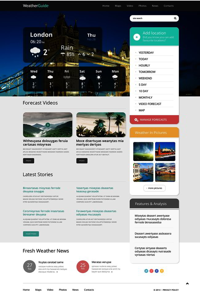 Weather Responsive WordPress Theme