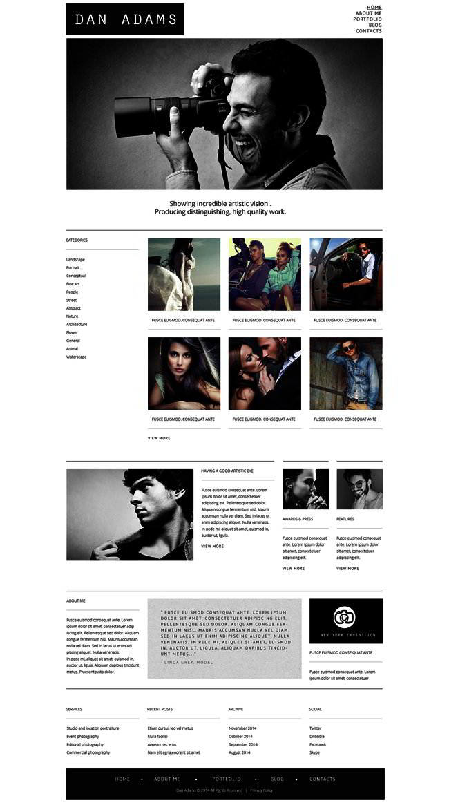 Photographer Portfolio Responsive WordPress Theme